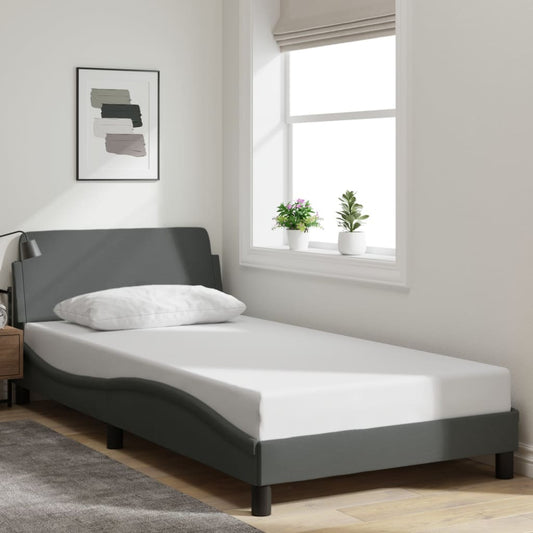 Bed frame without mattress dark grey 100x200 cm fabric