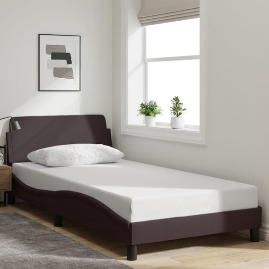 Bed frame without mattress dark brown 100x200 cm fabric