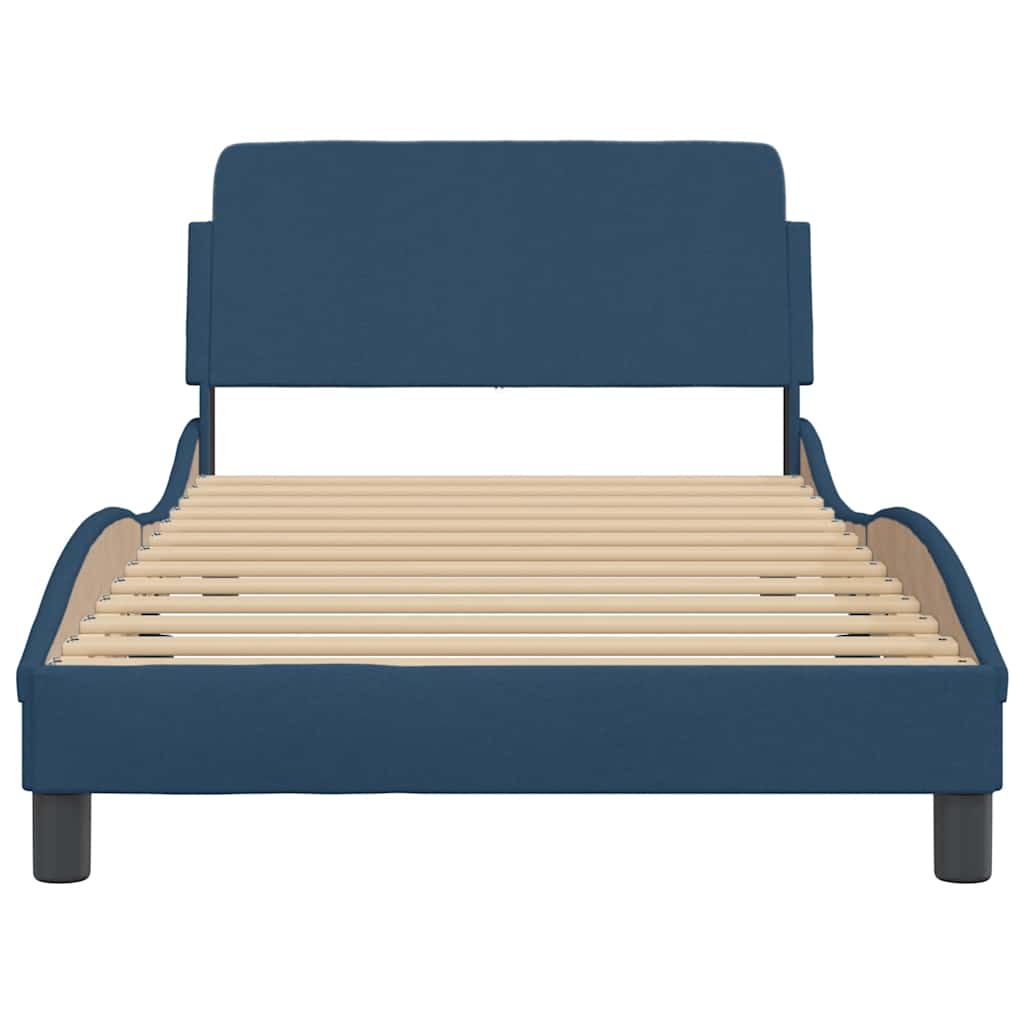 Bettgestell mit Kopfteil "Dover" Blau 100x200 cm Stoff
