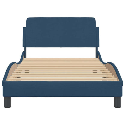 Bettgestell mit Kopfteil "Dover" Blau 100x200 cm Stoff