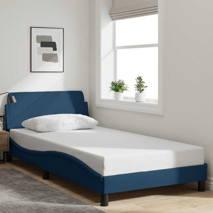 Bettgestell mit Kopfteil "Dover" Blau 100x200 cm Stoff