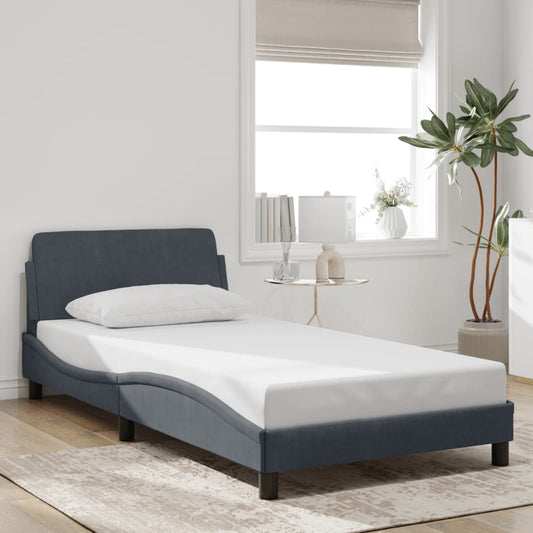 Bed frame without mattress dark grey 100x200 cm velvet