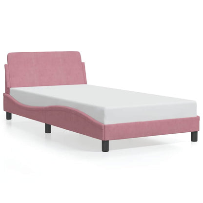 Bettgestell mit Kopfteil "Dover" Rosa 100x200 cm Samt