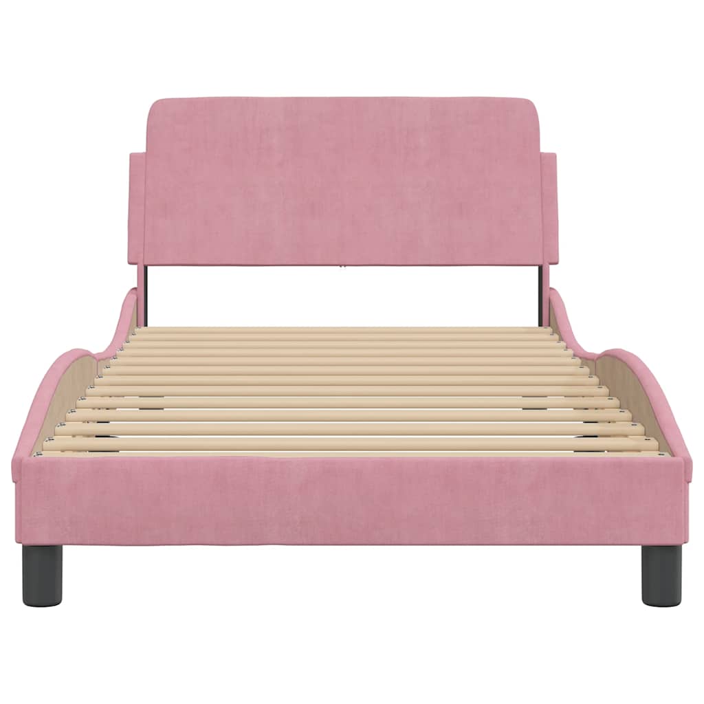Bettgestell mit Kopfteil "Dover" Rosa 100x200 cm Samt