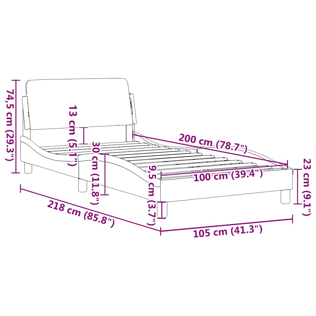 Bettgestell mit Kopfteil "Dover" Rosa 100x200 cm Samt