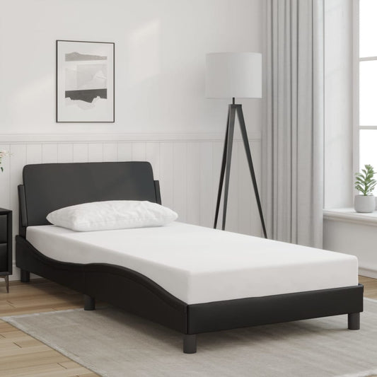 Bed frame with headboard black 100x200 cm artificial leather