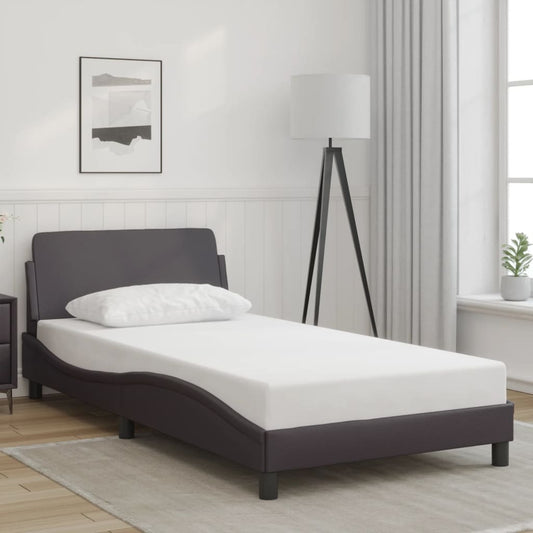 Bed frame with headboard gray 100x200 cm artificial leather