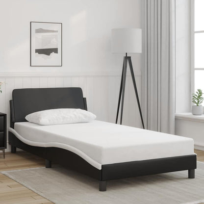 Bettgestell "Dover" Schwarz und Weiß 100x200 cm Kunstleder