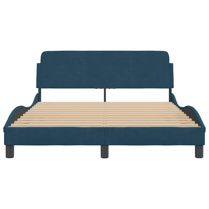 Bettgestell mit Kopfteil "Dover" Blau 120x200 cm Samt