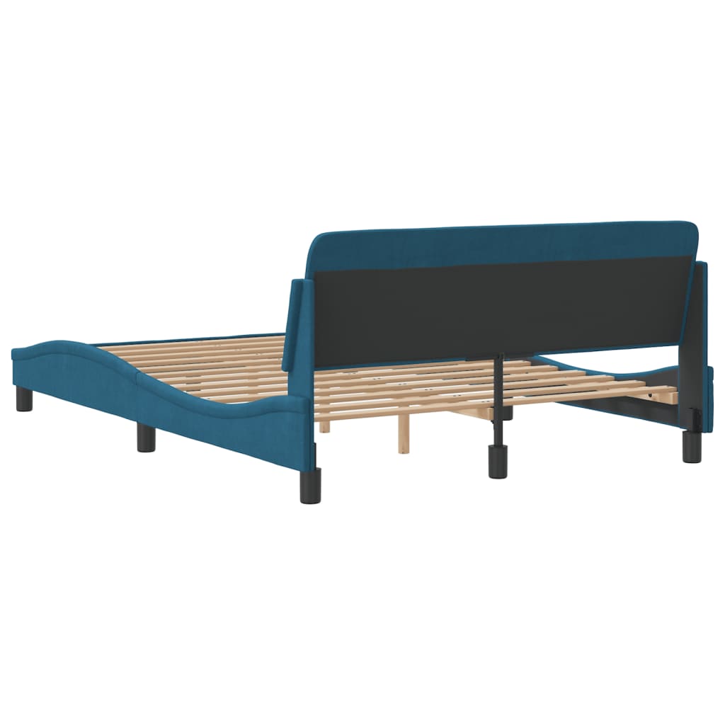 Bed frame with headboard blue 120x200 cm velvet