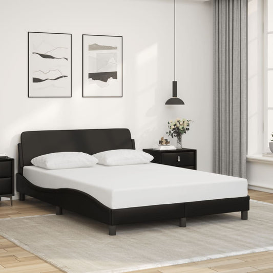 Bed frame with headboard black 120x200 cm artificial leather