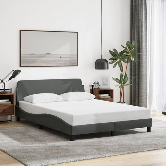 Bed frame without mattress dark grey 140x190 cm fabric