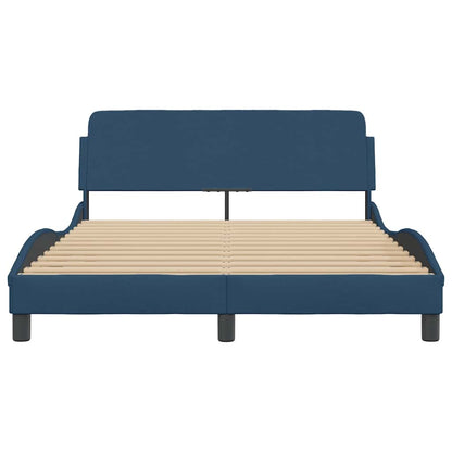 Bettgestell mit Kopfteil "Dover" Blau 140x190 cm Stoff