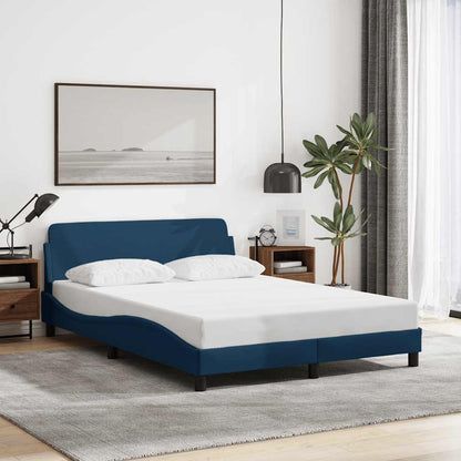 Bettgestell mit Kopfteil "Dover" Blau 140x190 cm Stoff