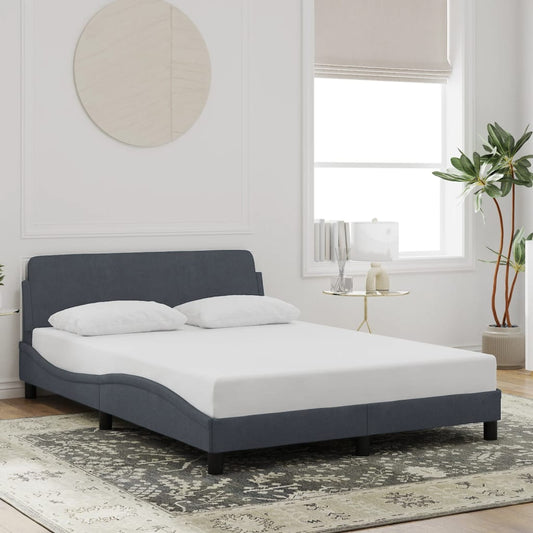 Bed frame without mattress dark grey 140x190 cm velvet