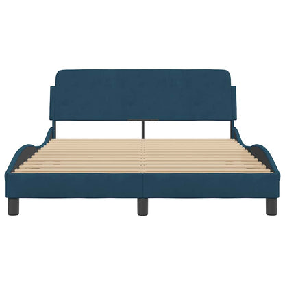 Bettgestell mit Kopfteil "Dover" Blau 140x190 cm Samt