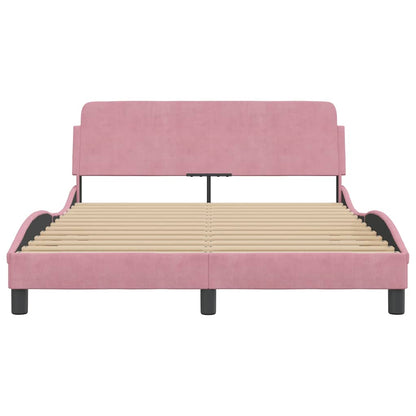 Bettgestell mit Kopfteil "Dover" Rosa 140x190 cm Samt