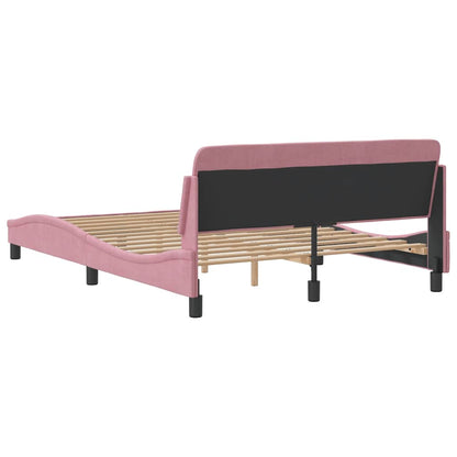 Bettgestell mit Kopfteil "Dover" Rosa 140x190 cm Samt