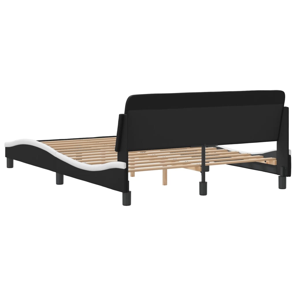 Bettgestell "Dover" Schwarz und Weiß 140x190 cm Kunstleder