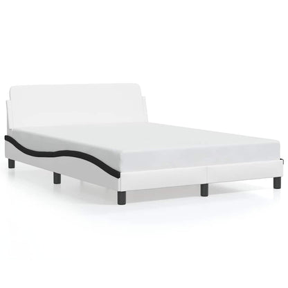 Bettgestell "Dover" Weiß und Schwarz 140x190 cm Kunstleder