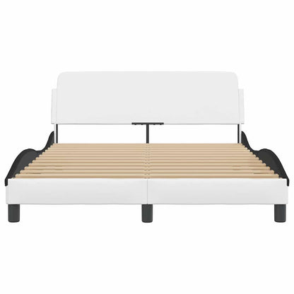 Bettgestell "Dover" Weiß und Schwarz 140x190 cm Kunstleder