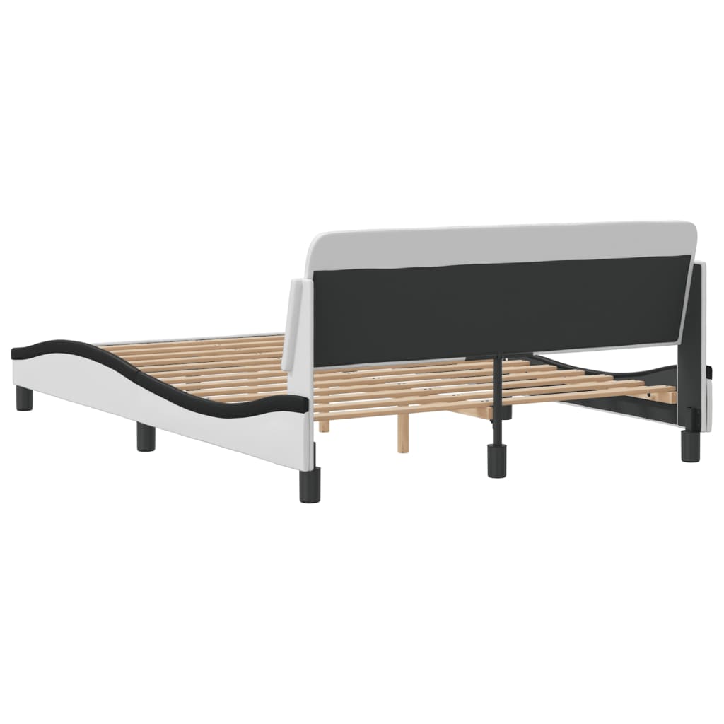 Bettgestell "Dover" Weiß und Schwarz 140x190 cm Kunstleder