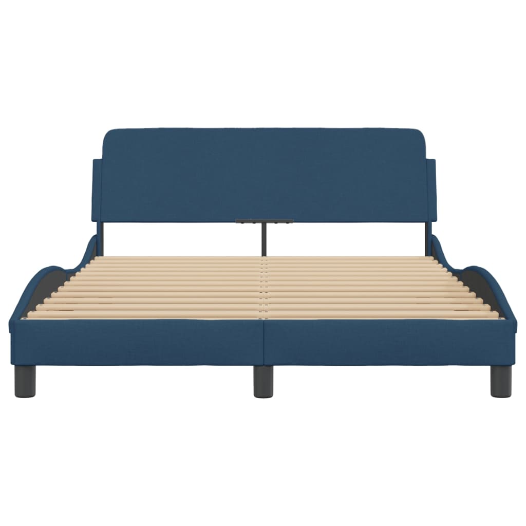 Bed frame with headboard without mattress Blue 140x200 cm fabric