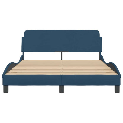 Bettgestell mit Kopfteil "Dover" Blau 140x200 cm Stoff
