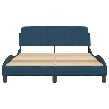 Bettgestell mit Kopfteil "Dover" Blau 140x200 cm Samt