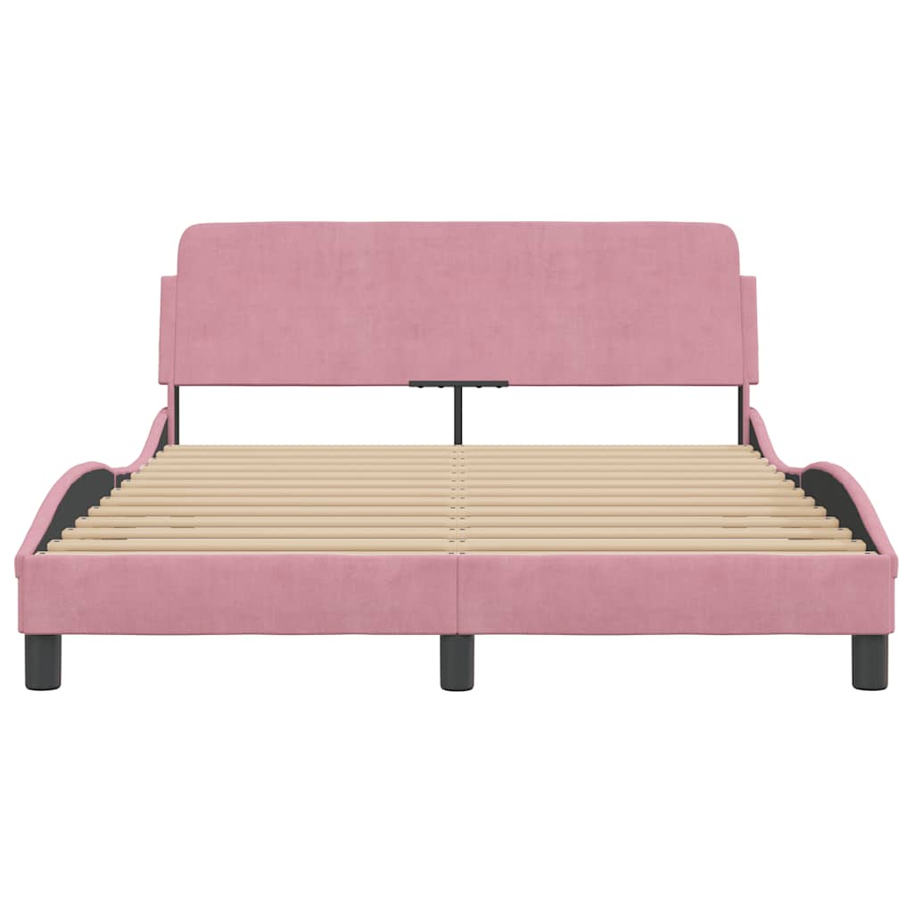 Bettgestell mit Kopfteil "Dover" Rosa 140x200 cm Samt