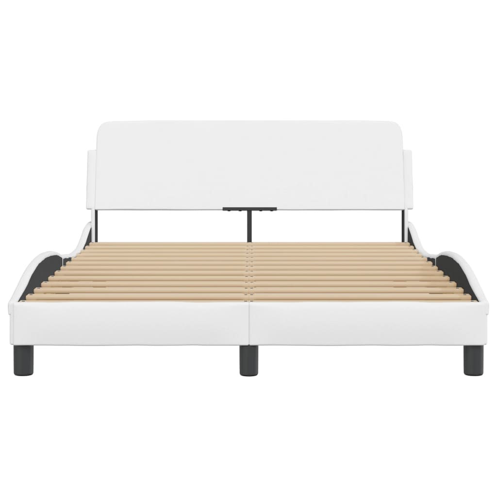 Bed frame with headboard white 140x200 cm artificial leather