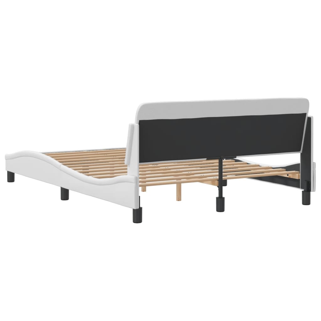 Bed frame with headboard white 140x200 cm artificial leather