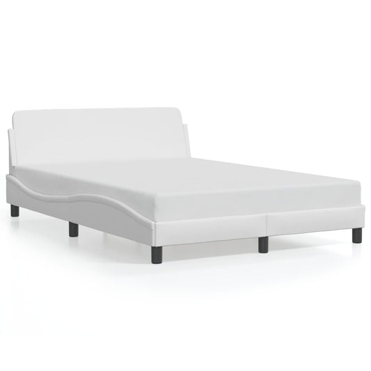 Bed frame with headboard white 140x200 cm artificial leather