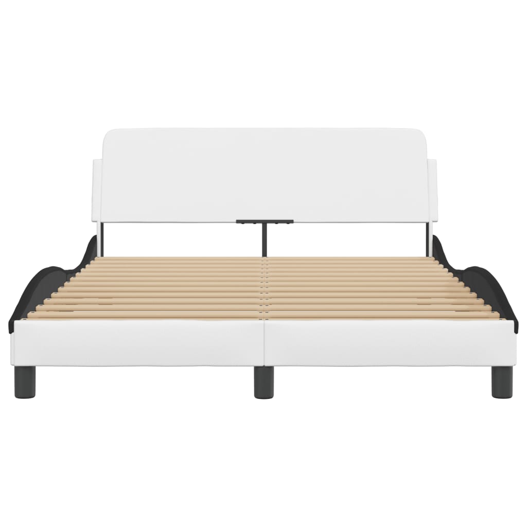 Bed frame with headboard white and black 140x200 cm artificial leather