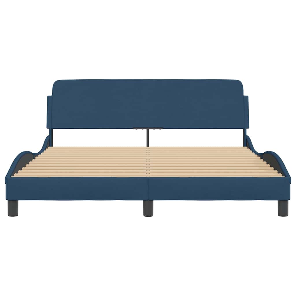 Bettgestell mit Kopfteil "Dover" Blau 160x200 cm Stoff