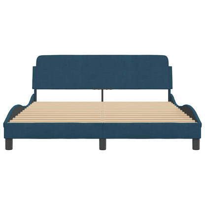 Bettgestell mit Kopfteil "Dover" Blau 160x200 cm Samt