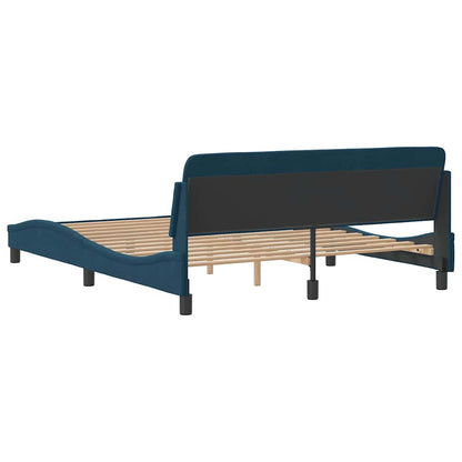 Bettgestell mit Kopfteil "Dover" Blau 160x200 cm Samt