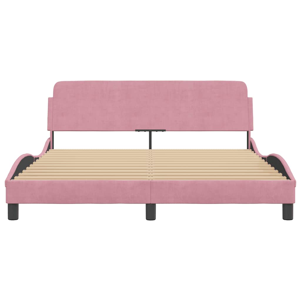 Bettgestell mit Kopfteil "Dover" Rosa 160x200 cm Samt