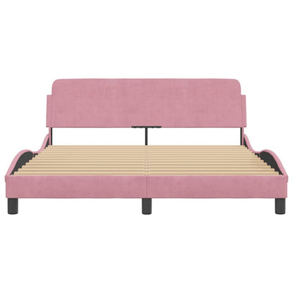 Bettgestell mit Kopfteil "Dover" Rosa 160x200 cm Samt