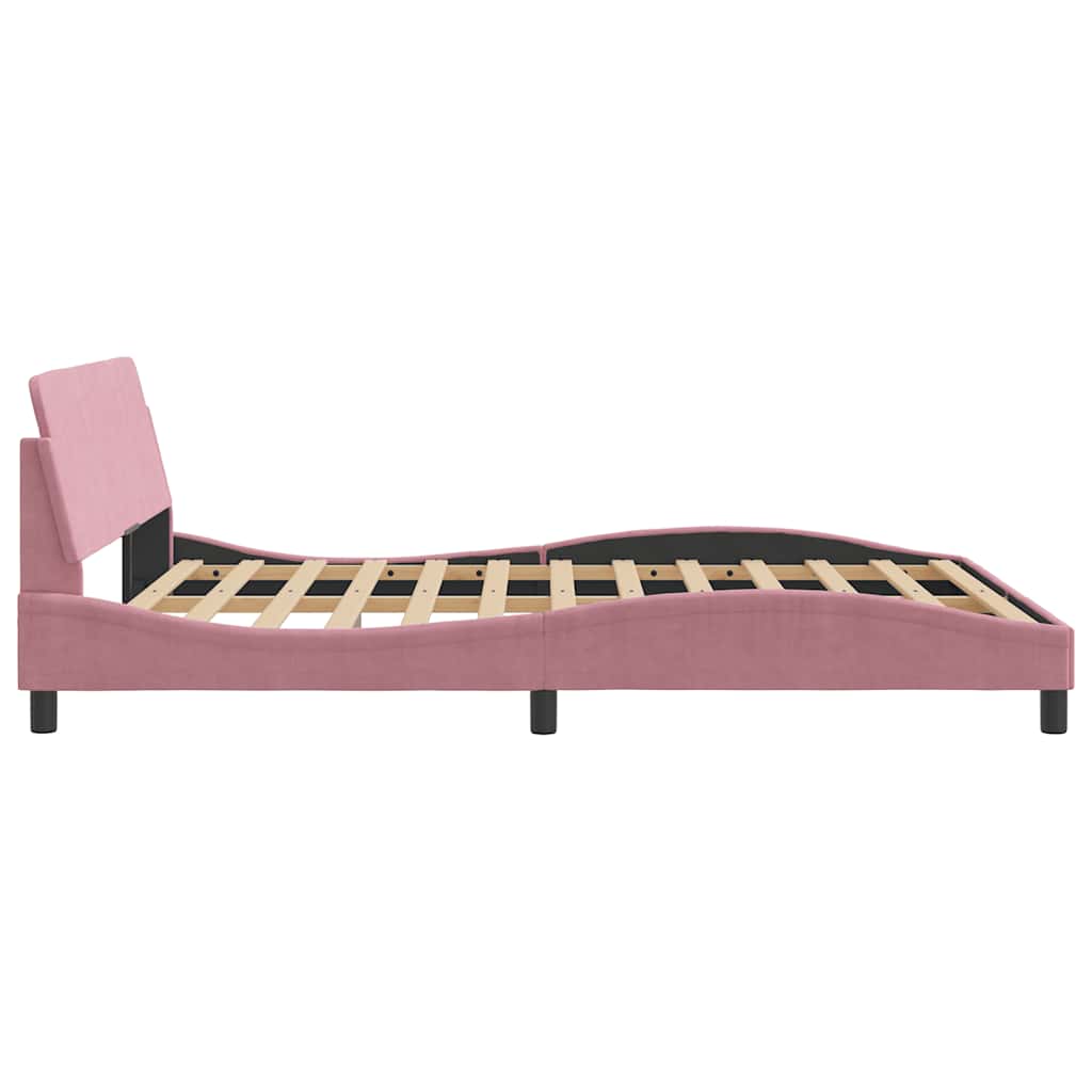Bettgestell mit Kopfteil "Dover" Rosa 160x200 cm Samt