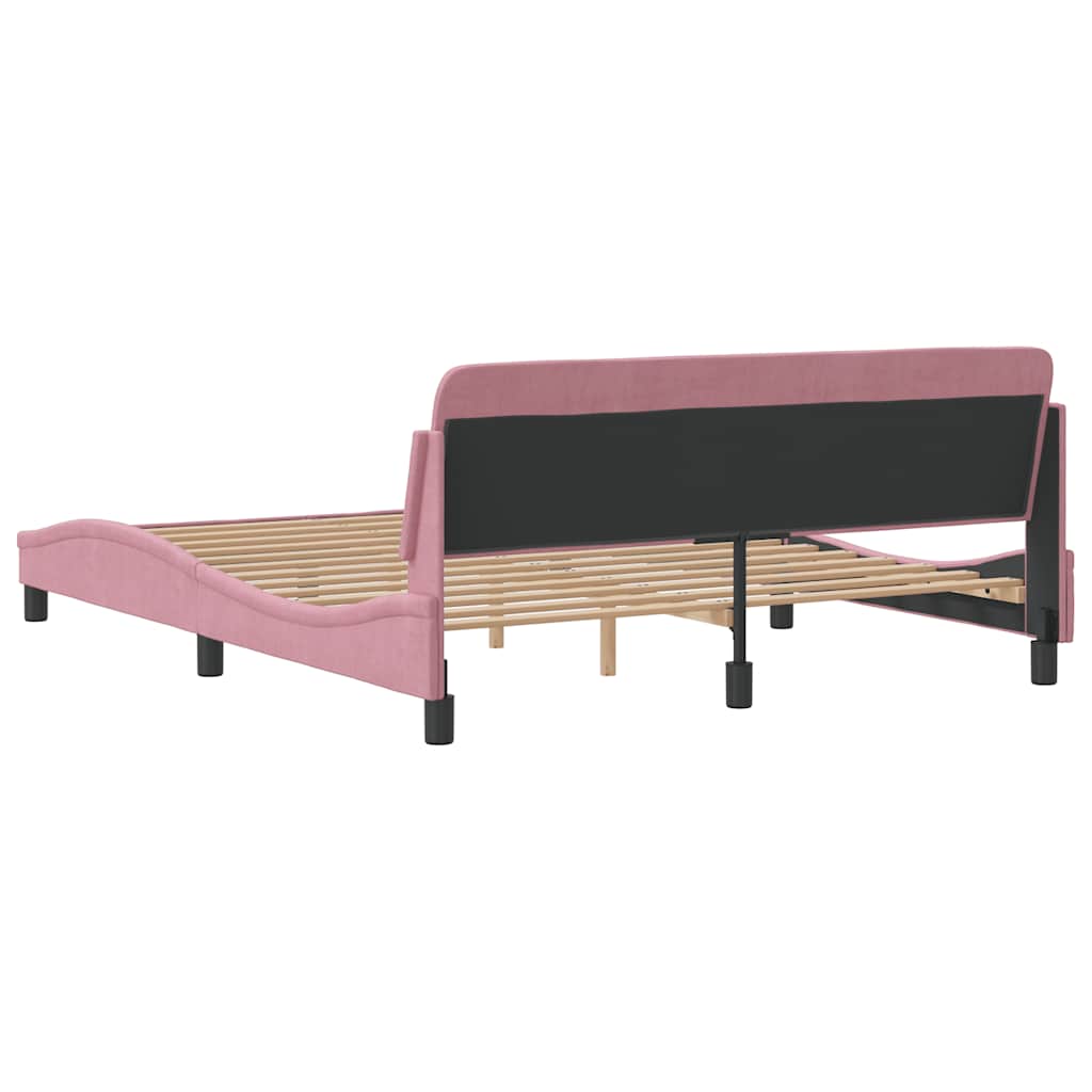 Bettgestell mit Kopfteil "Dover" Rosa 160x200 cm Samt
