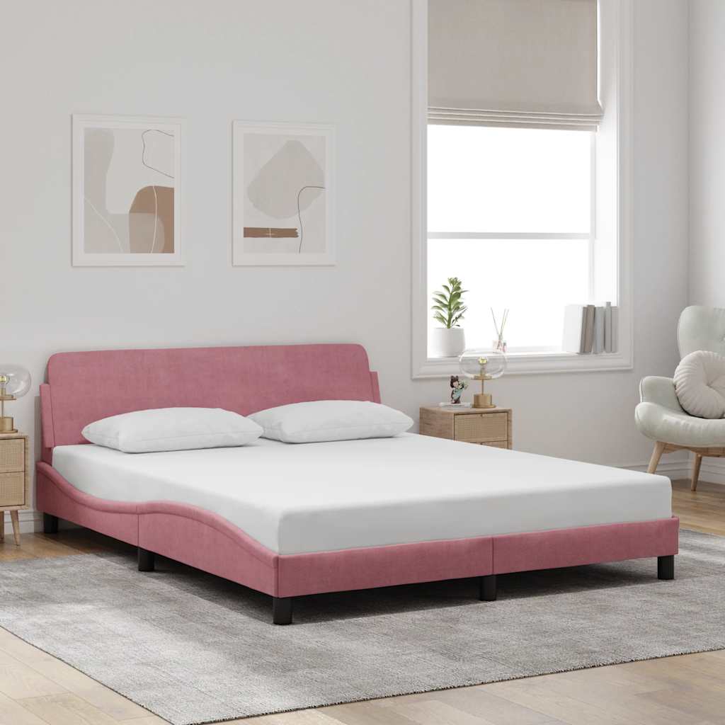 Bettgestell mit Kopfteil "Dover" Rosa 160x200 cm Samt