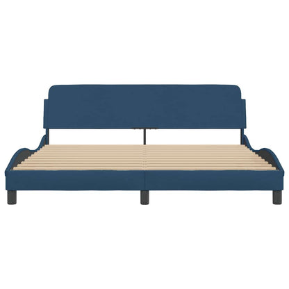 Bettgestell mit Kopfteil "Dover" Blau 180x200 cm Stoff