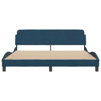 Bettgestell mit Kopfteil "Dover" Blau 180x200 cm Samt