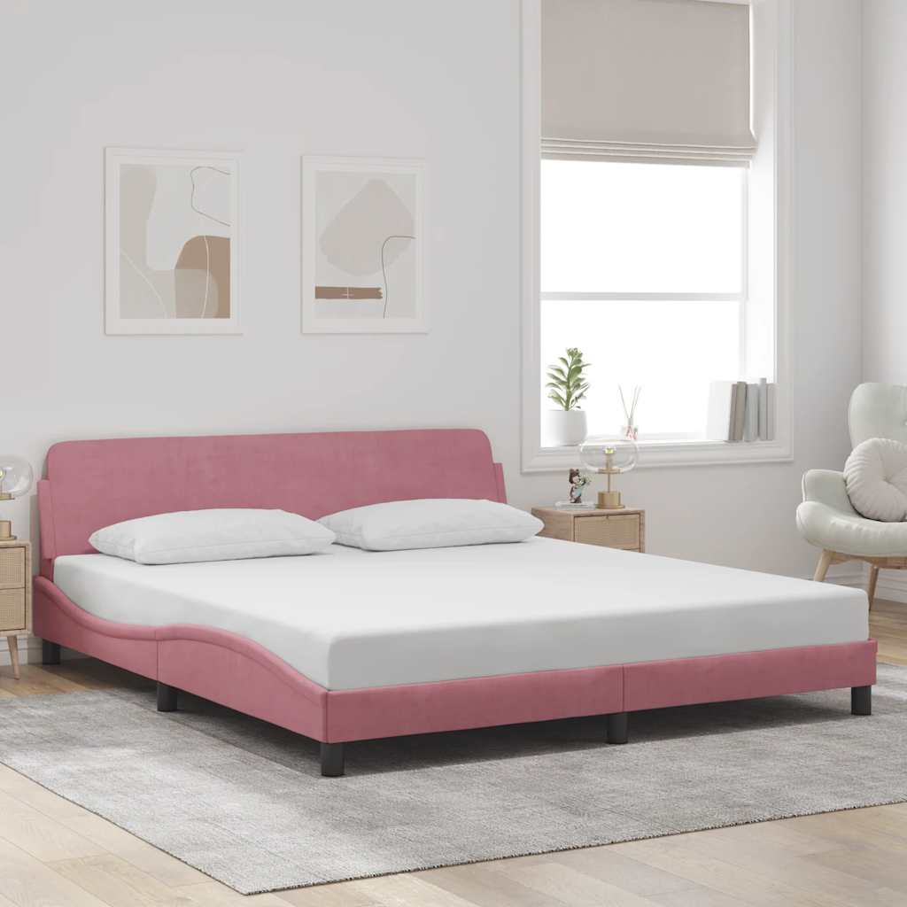 Bettgestell mit Kopfteil "Dover" Rosa 180x200 cm Samt