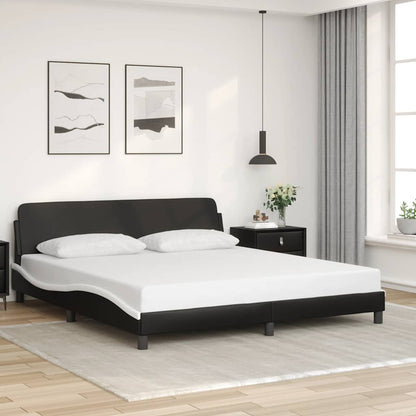 Bettgestell "Dover" Schwarz und Weiß 180x200 cm Kunstleder
