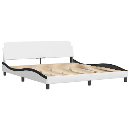 Bettgestell "Dover" Weiß und Schwarz 180x200 cm Kunstleder