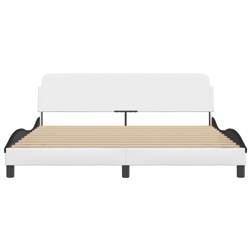 Bed frame with headboard white and black 180x200 cm artificial leather