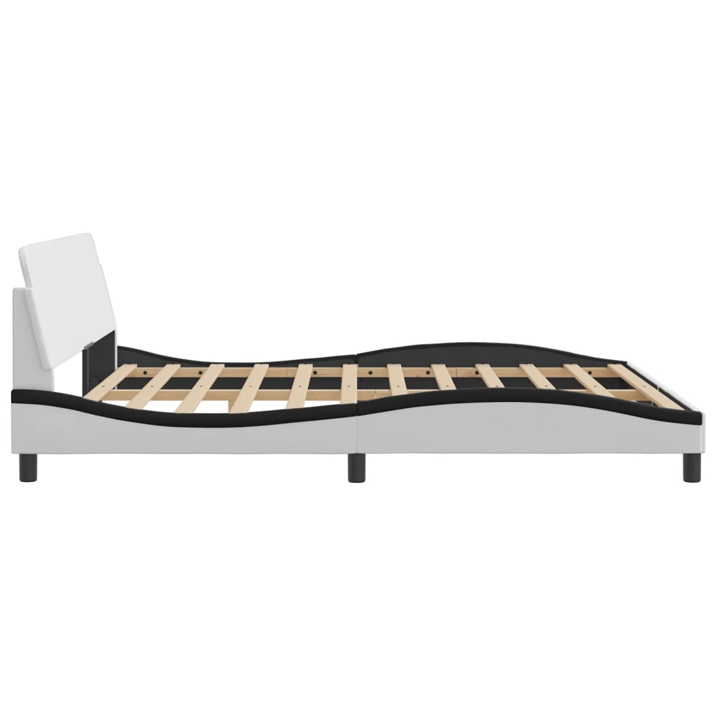 Bed frame with headboard white and black 180x200 cm artificial leather