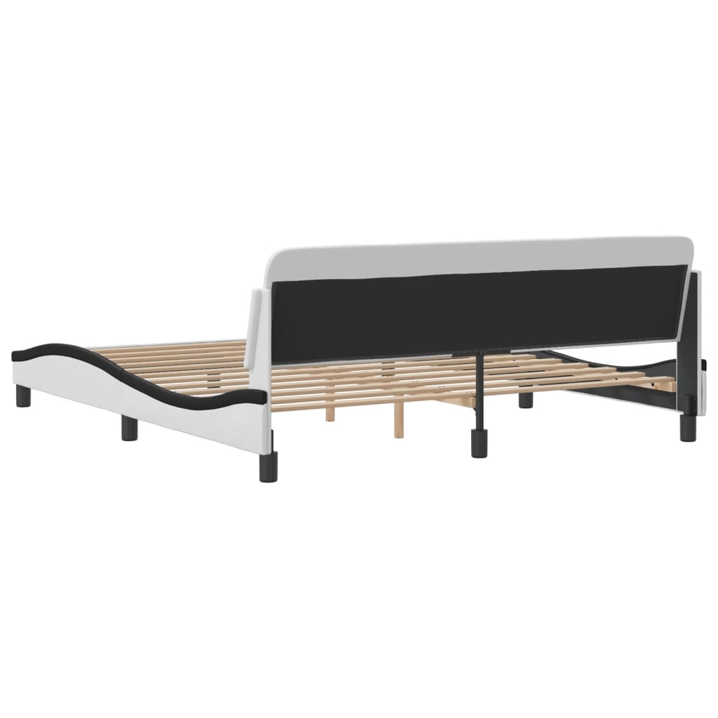 Bed frame with headboard white and black 180x200 cm artificial leather